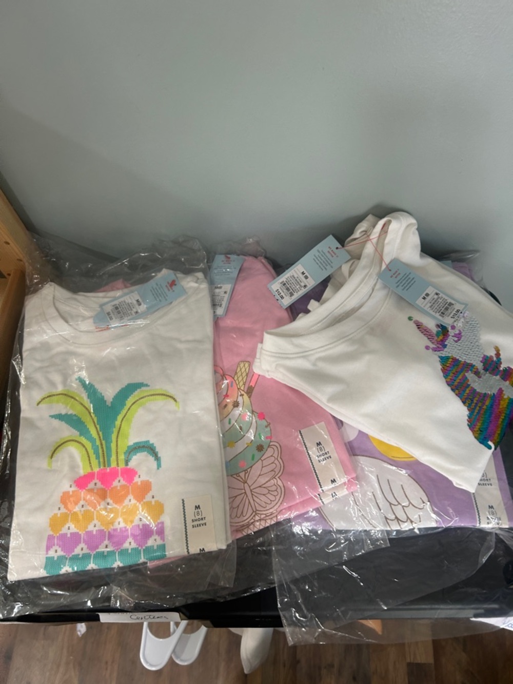 Girls Graphic Tee Set - White, Pink, Lavender